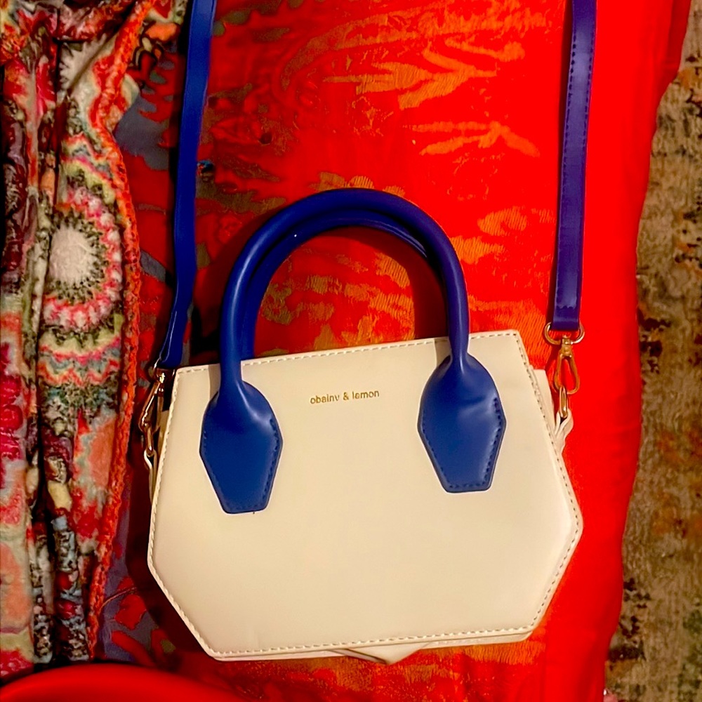 Blue and cream small bag
